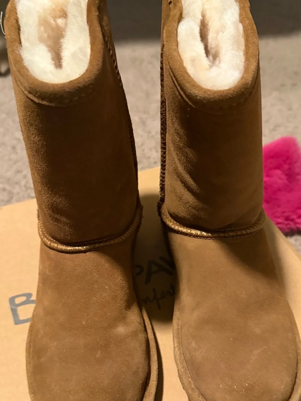 BearPaw Kids Brown Suede Shearling-Lined Pull-On Boots